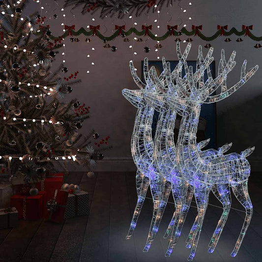 XXL Acrylic Christmas Reindeers 250 LED 180 cm 3 pcs Width 96 cm Multicolour
