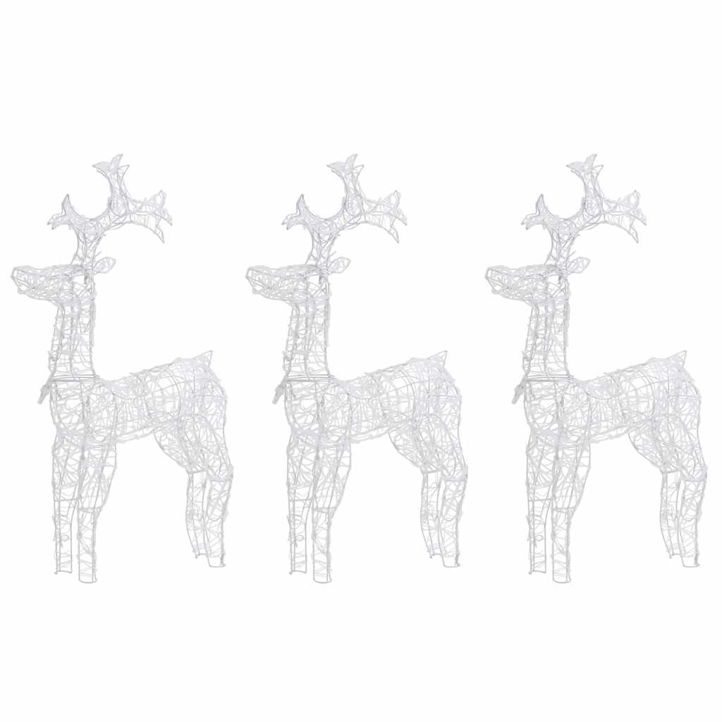 Reindeer Christmas Decorations 60x16x100 cm Acrylic 3 Width 60 cm Warm white