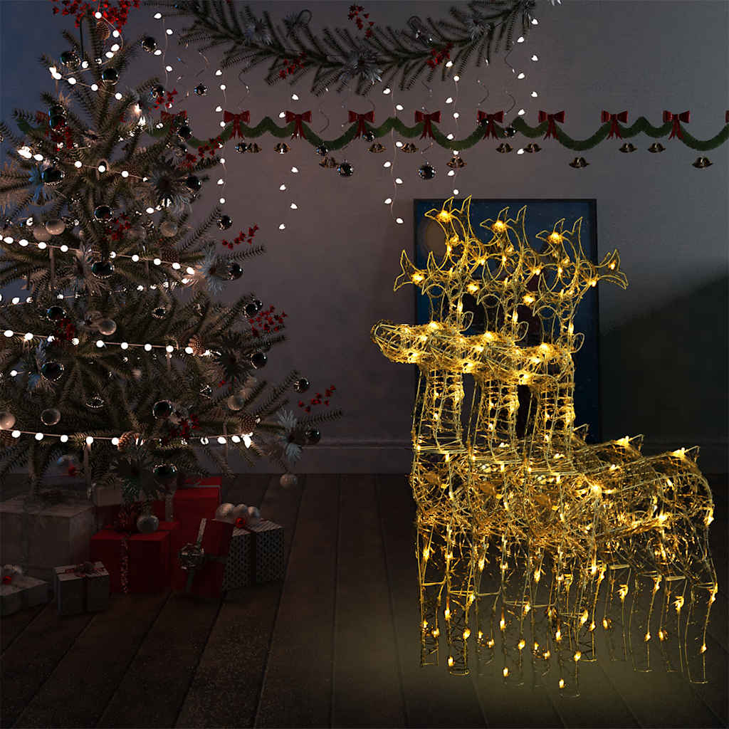 Reindeer Christmas Decorations 60x16x100 cm Acrylic 3 Width 60 cm Warm white