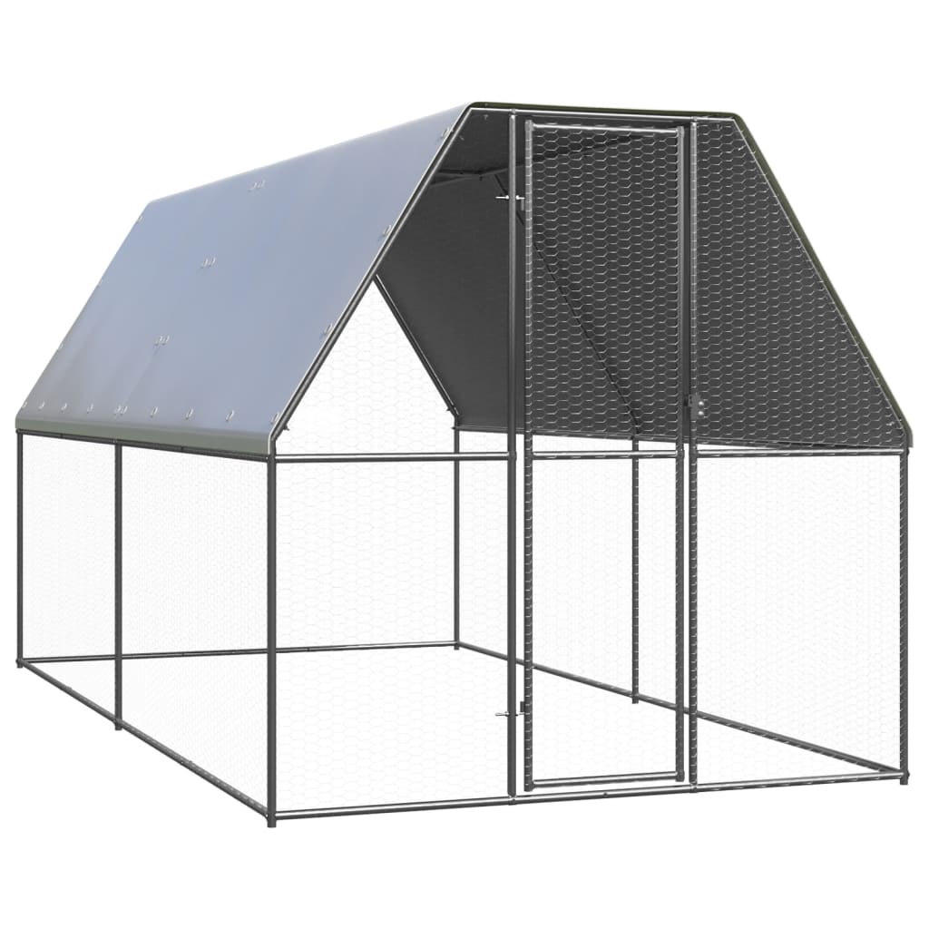 vidaXL Outdoor Chicken Cage Galvanised Steel