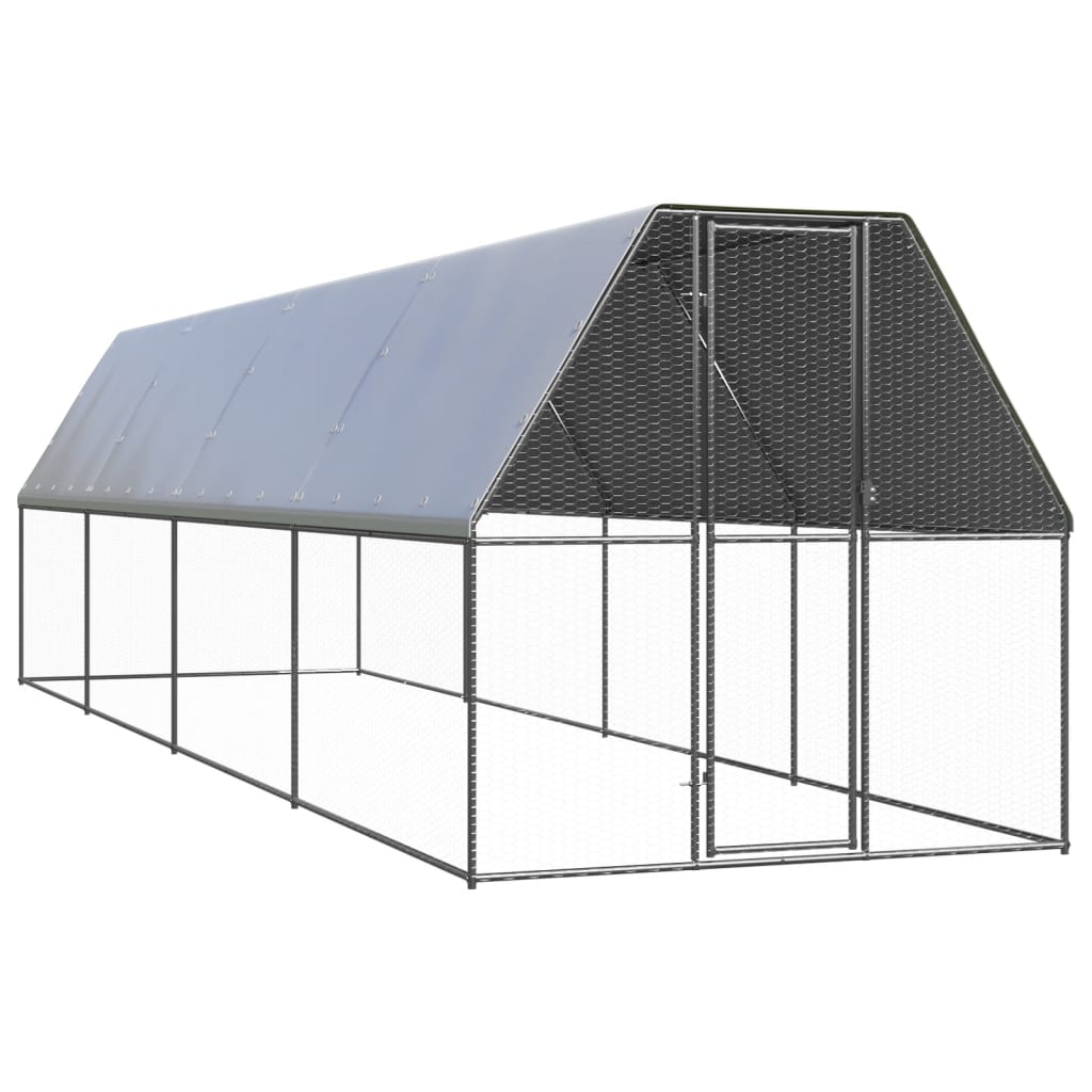 vidaXL Outdoor Chicken Cage Galvanised Steel