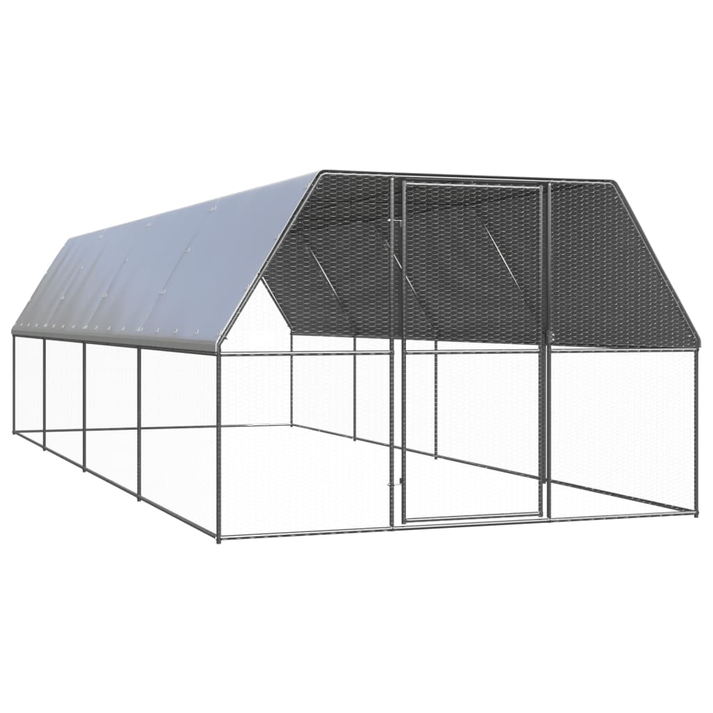 vidaXL Outdoor Chicken Cage Galvanised Steel