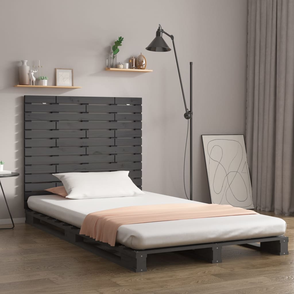 Wall Headboard 96x3x91.5 cm Solid Wood Pine Grey 106 cm