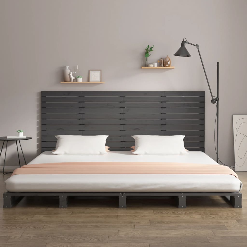 Wall Headboard 96x3x91.5 cm Solid Wood Pine Grey 206 cm