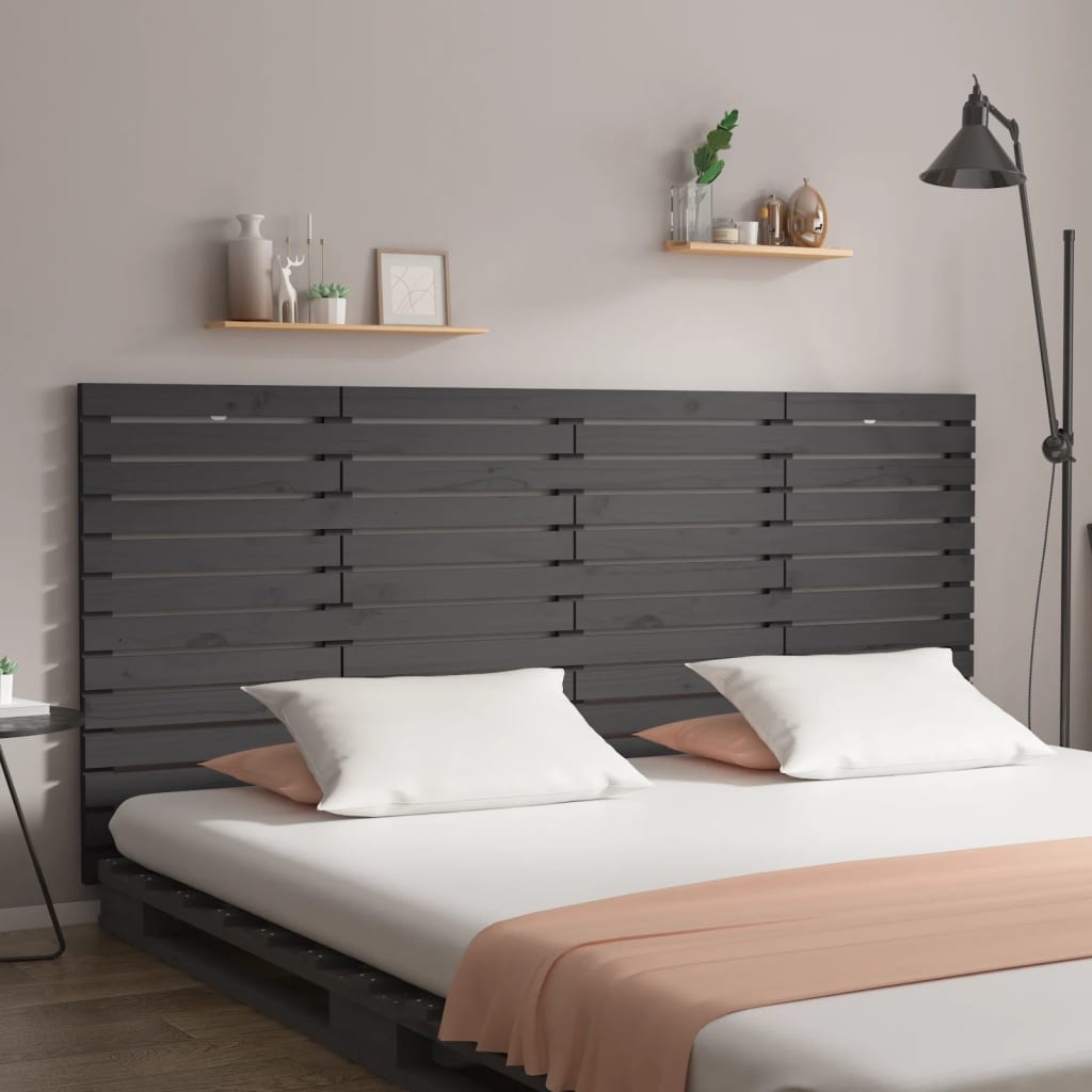 Wall Headboard 96x3x91.5 cm Solid Wood Pine Grey 206 cm
