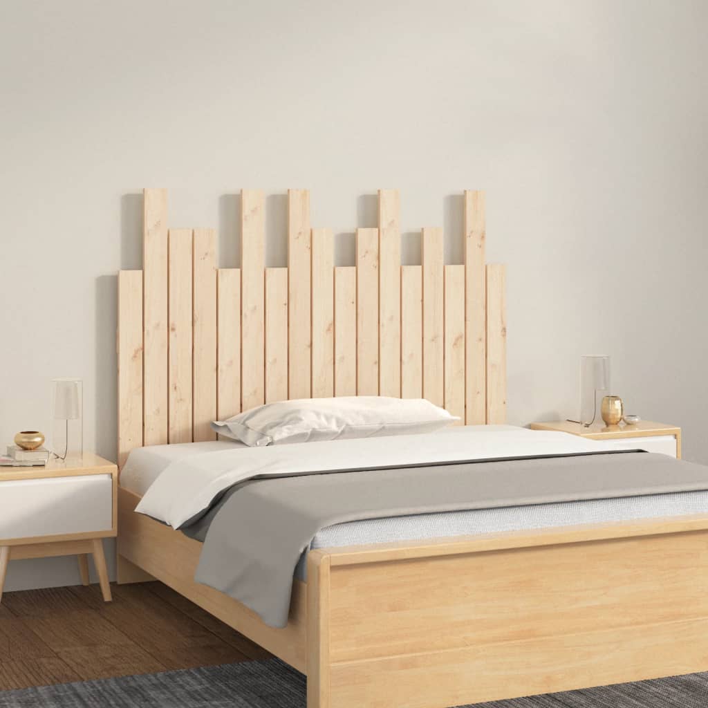 Wall Headboard 108x3x80 cm Solid Wood Pine Natural 108 x 80 cm