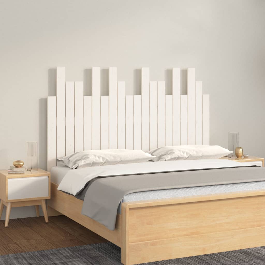 Wall Headboard 108x3x80 cm Solid Wood Pine White 127.5 x 80 cm