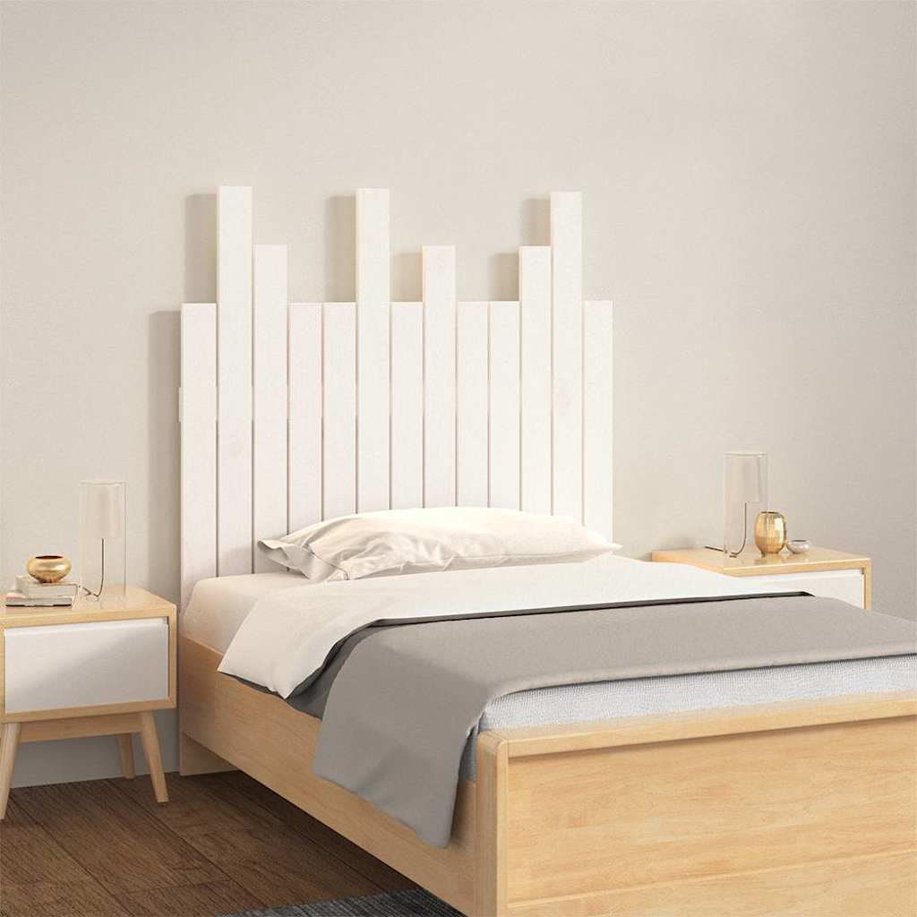 Wall Headboard 108x3x80 cm Solid Wood Pine White 82.5 x 80 cm