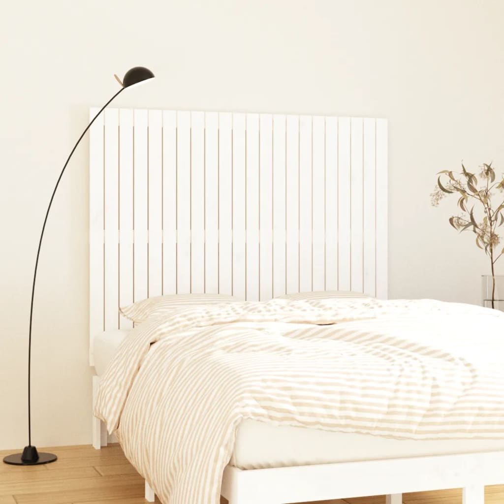 Wall Headboard 108x3x110 cm Solid Wood Pine White 140 cm