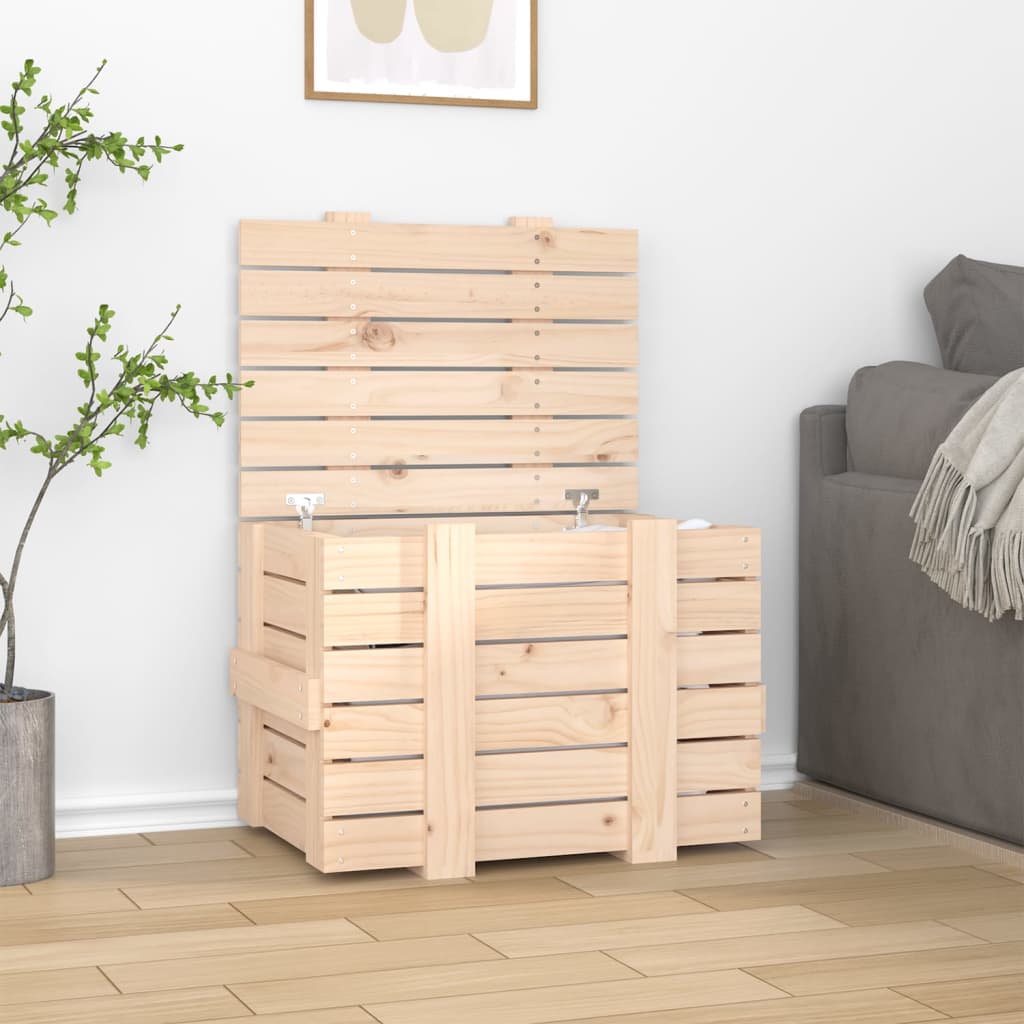 Storage Box 58x40,5x42 cm Solid Wood Pine Natural 58 x 40.5 x 42 cm