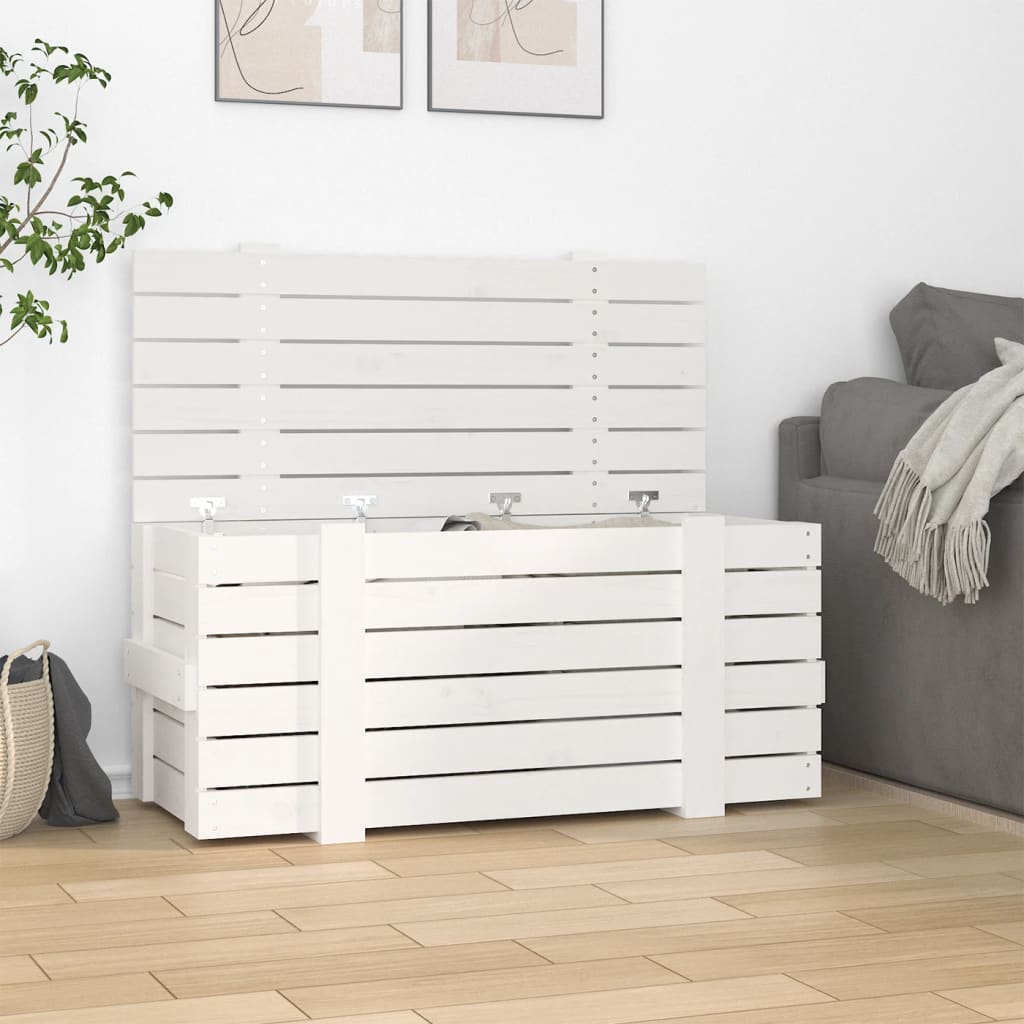 Storage Box 58x40,5x42 cm Solid Wood Pine White 91 x 40.5 x 42 cm