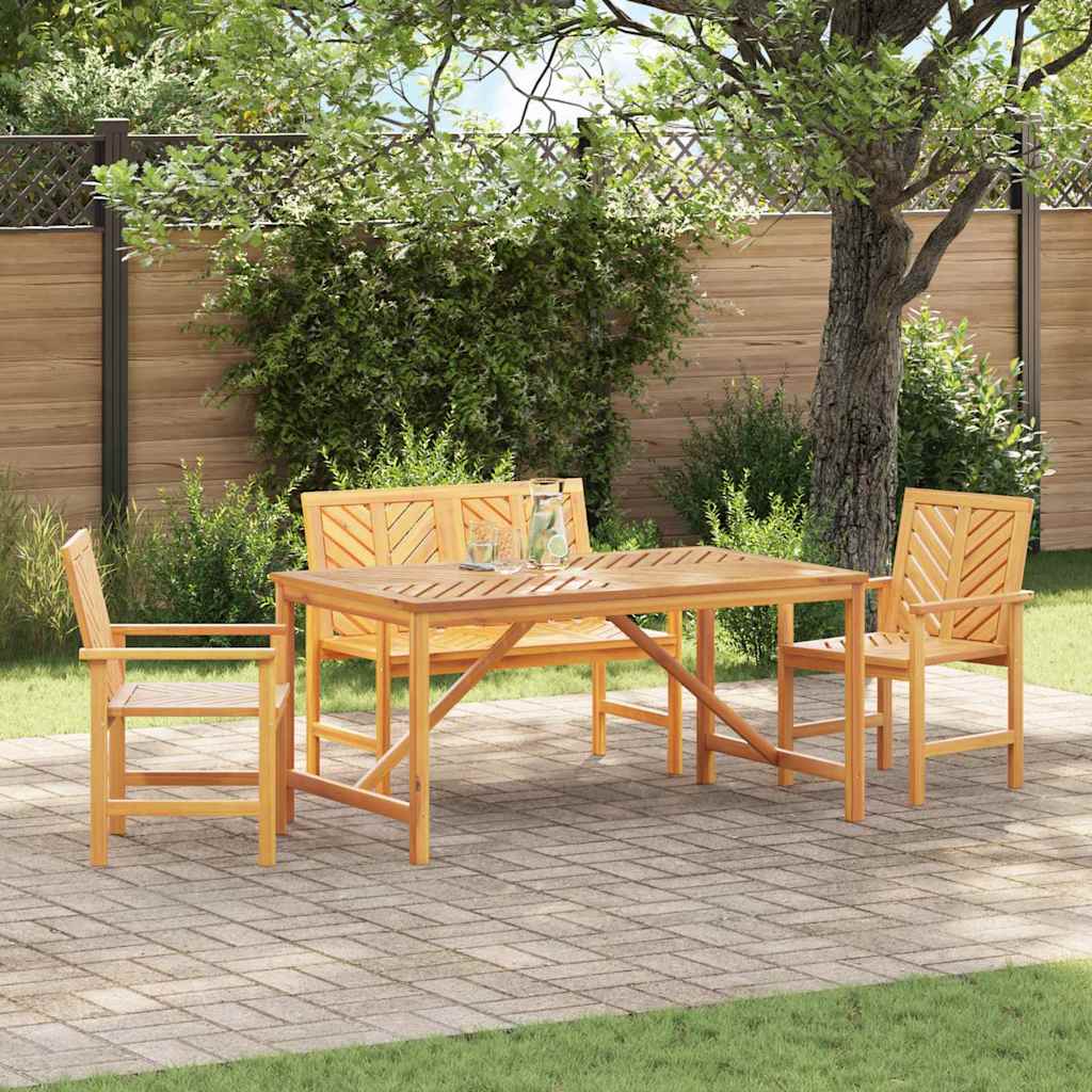 Garden Dining Set 5 pcs Brown 150 x 90 x 74 cm Bench (109 cm) +2x chairs +table 150 cm