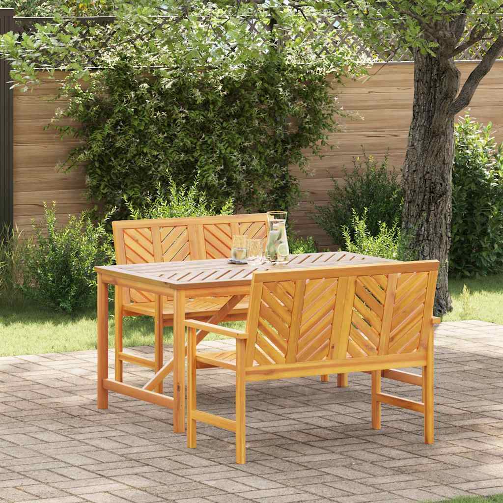 Garden Dining Set 5 pcs Brown 150 x 90 x 74 cm 2x bench (109 cm) +table 150 cm