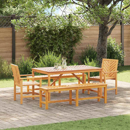 Garden Dining Set 5 pcs Brown 150 x 90 x 74 cm 2x bench (150 cm) +2x chair +table 150 cm