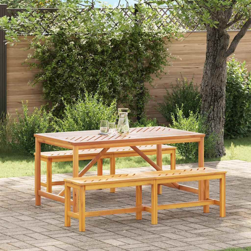 Garden Dining Set 5 pcs Brown 150 x 90 x 74 cm 2x bench (150 cm) +table 150 cm