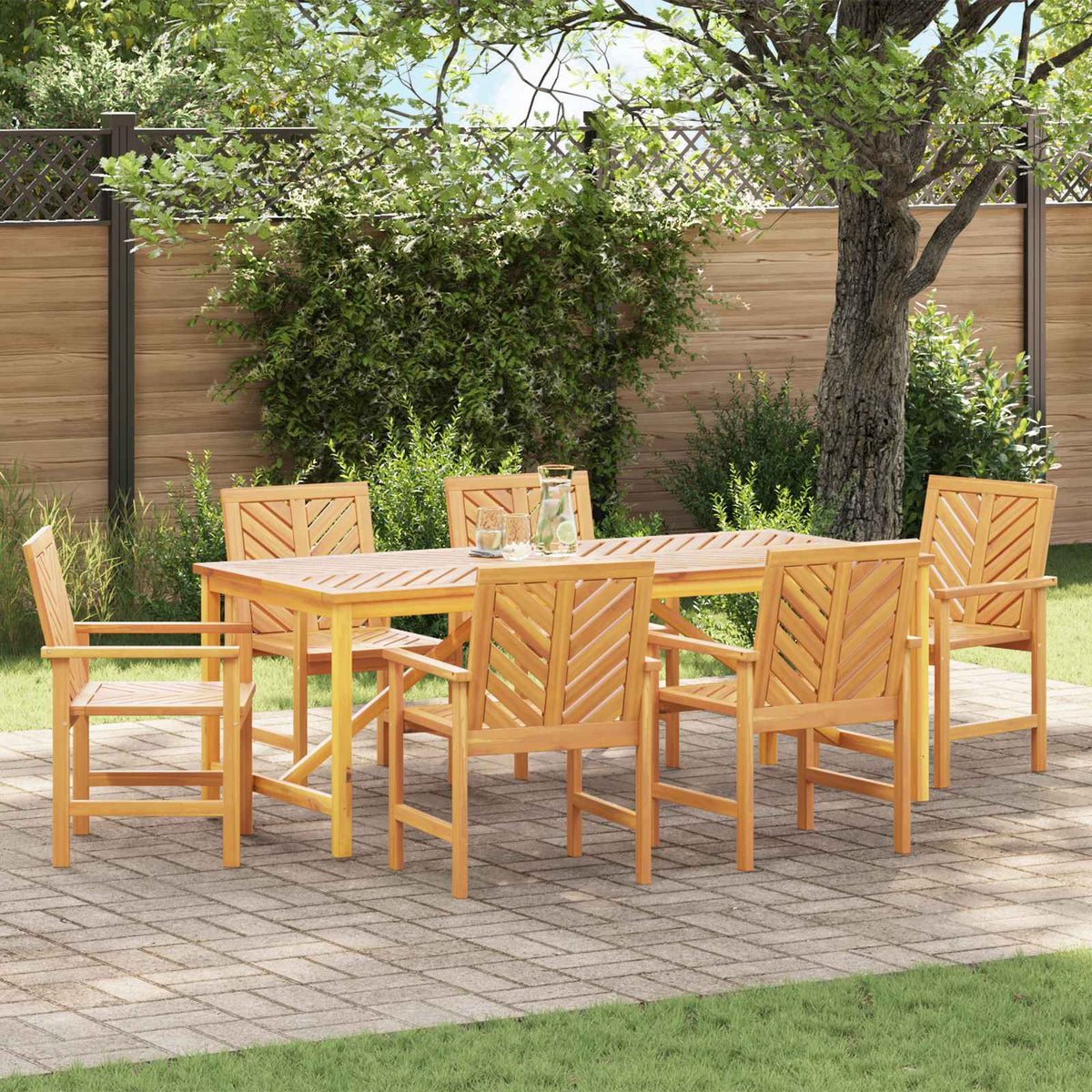 Garden Dining Set 5 pcs Brown 150 x 90 x 74 cm 6x chair +table 200 cm