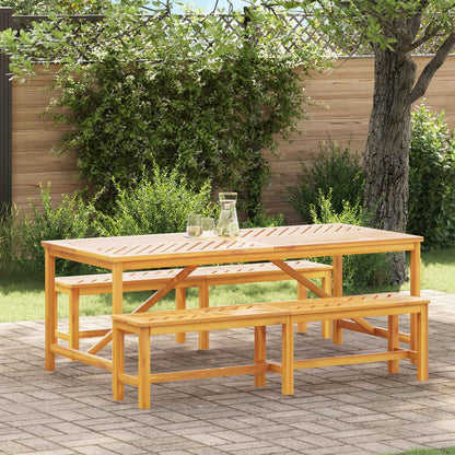 Garden Dining Set 5 pcs Brown 150 x 90 x 74 cm 2x bench (180 cm) +table 200 cm