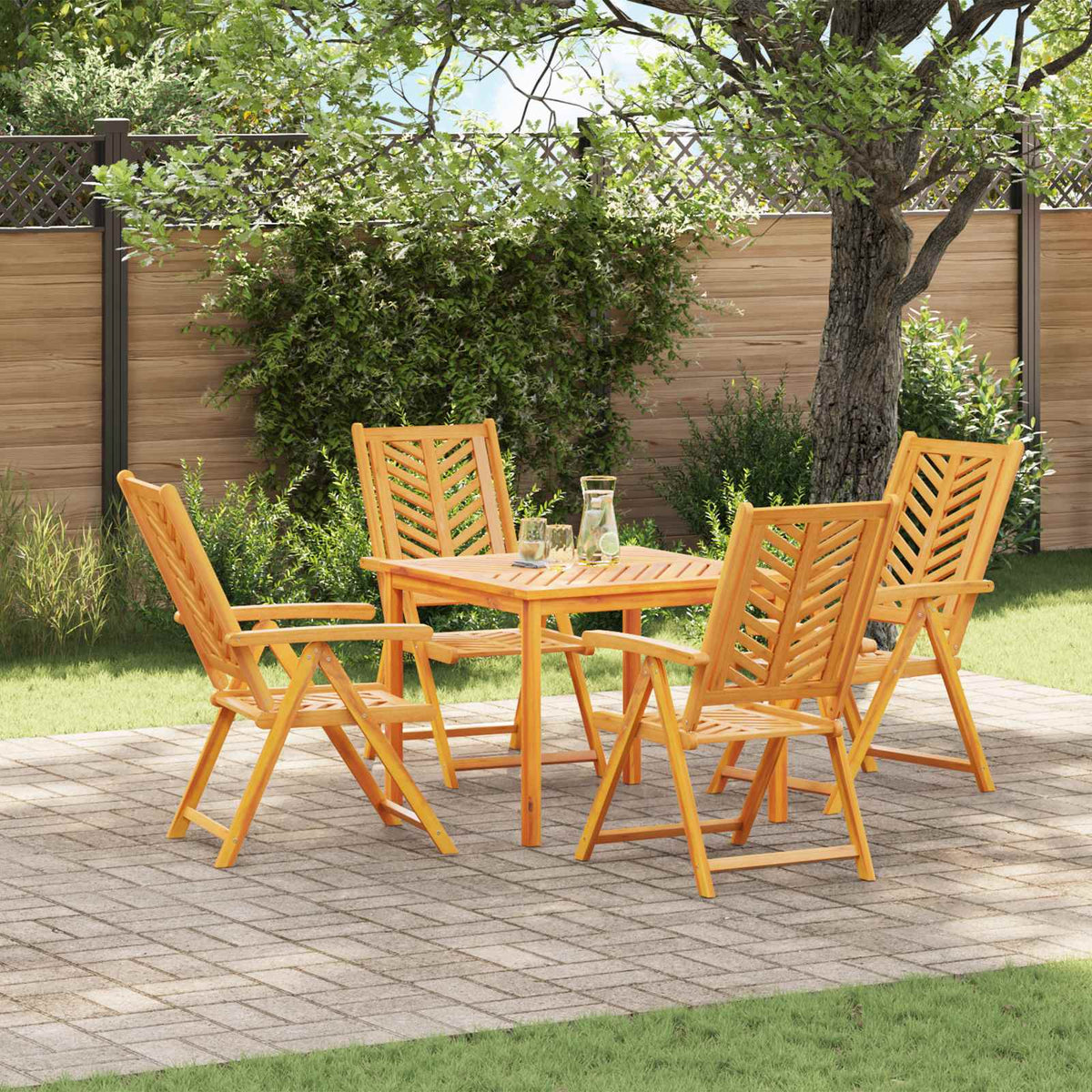 vidaXL Garden Chair 4 pcs Brown Solid Acacia Wood 1
