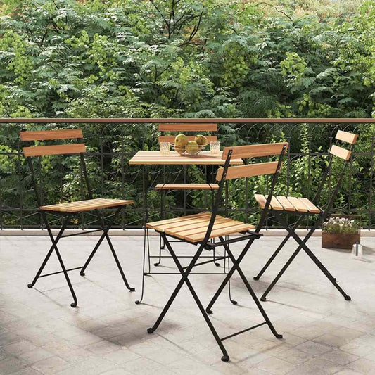 Folding Chairs Solid Wood Teak and Steel 4