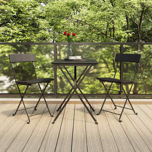 Folding Chairs Poly Rattan and Steel Black 2