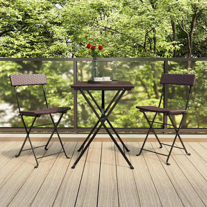 Folding Chairs Poly Rattan and Steel Brown 2