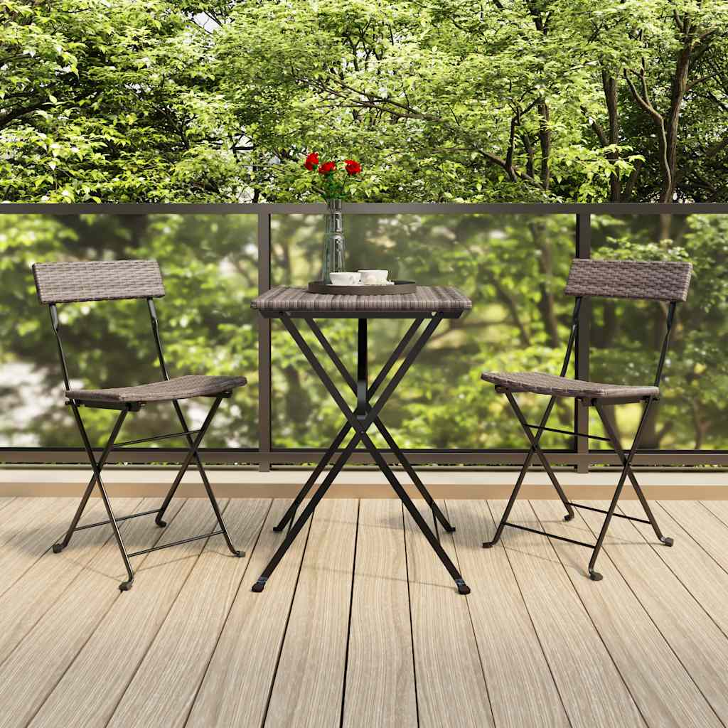 Folding Chairs Poly Rattan and Steel Grey 2