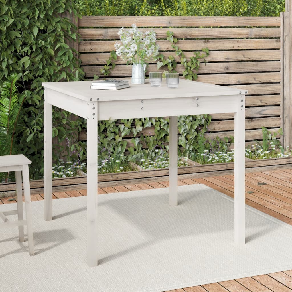 Garden Table 121x82.5x76 cm Solid Wood Pine White pine 82.5 cm