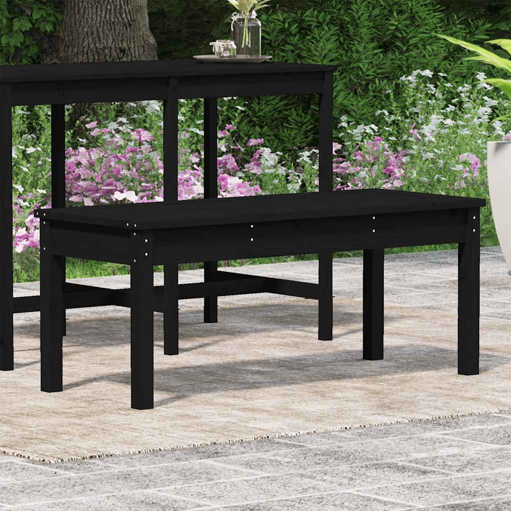 Garden Bench Solid Wood Pine 109 x 44 x 45 cm Black pine