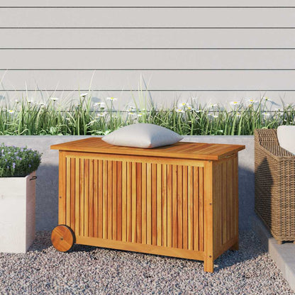 Garden Storage Box with Wheels Solid Wood Acacia 90 x 50 x 58 cm