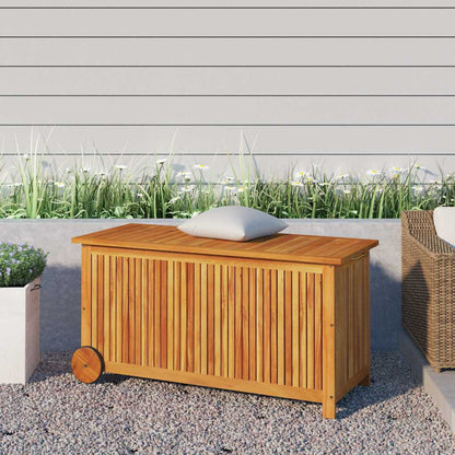 Garden Storage Box with Wheels Solid Wood Acacia 113 x 50 x 58 cm