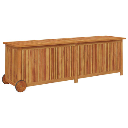 vidaXL Garden Storage Box with Wheels 150x50x58 cm Solid Wood Acacia 2