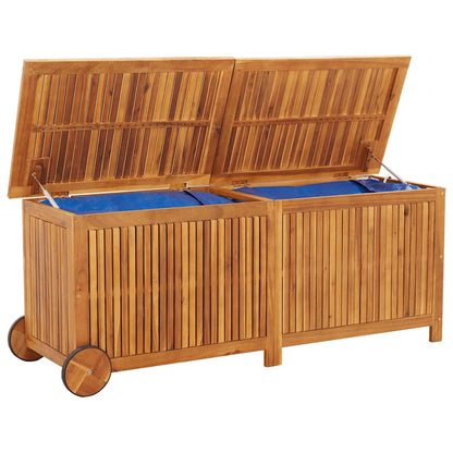vidaXL Garden Storage Box with Wheels 150x50x58 cm Solid Wood Acacia 3
