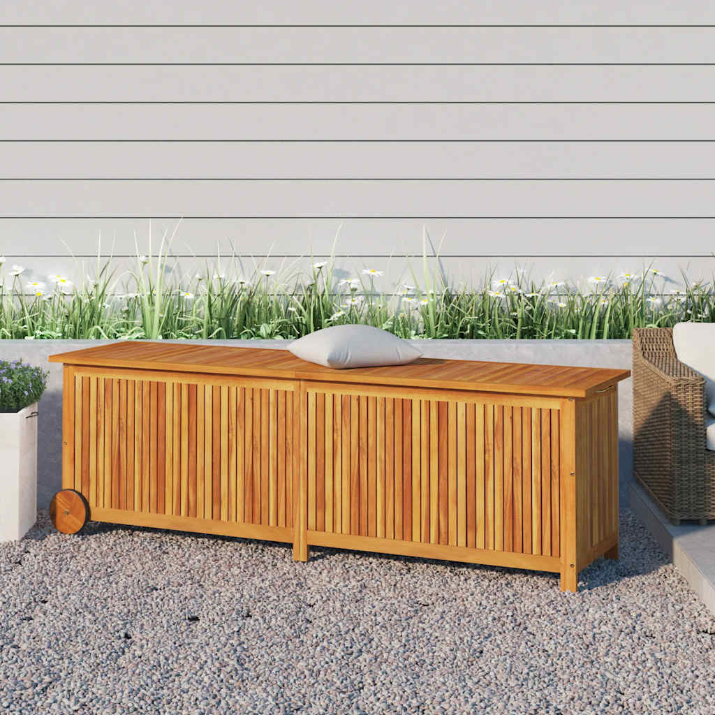 vidaXL Garden Storage Box with Wheels 150x50x58 cm Solid Wood Acacia 1