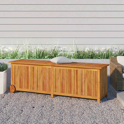 vidaXL Garden Storage Box with Wheels 150x50x58 cm Solid Wood Acacia 1