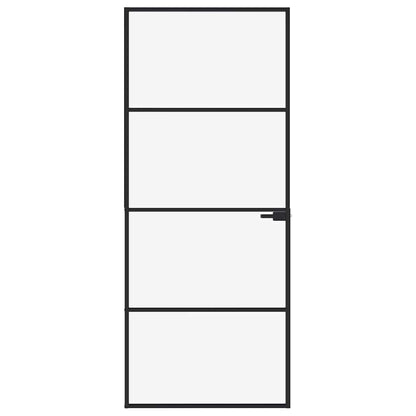 vidaXL Interior Door Black 83x201,5 cm Tempered Glass&Aluminium Slim 3