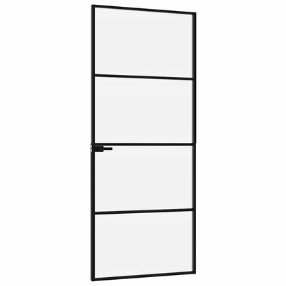 vidaXL Interior Door Black 83x201,5 cm Tempered Glass&Aluminium Slim 4