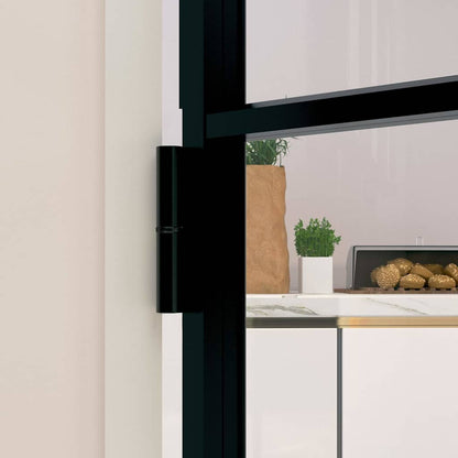 vidaXL Interior Door Black 83x201,5 cm Tempered Glass&Aluminium Slim 6