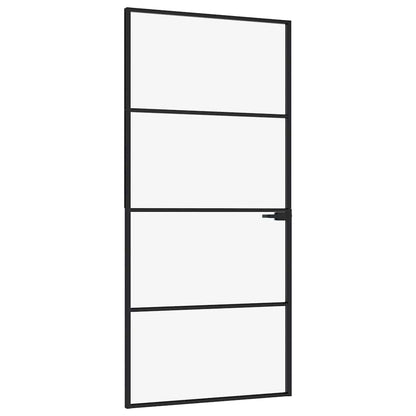vidaXL Interior Door Black 93x201,5 cm Tempered Glass&Aluminium Slim 2
