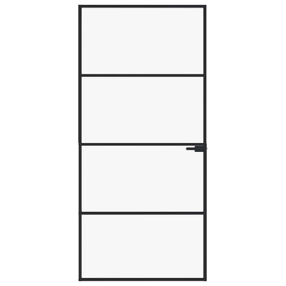 Interior Door Slim Golden 93x201.5 cm Tempered Glass&Aluminium Length 201.5 cm 3 horizontal bars Width 93 cm Black and transparent