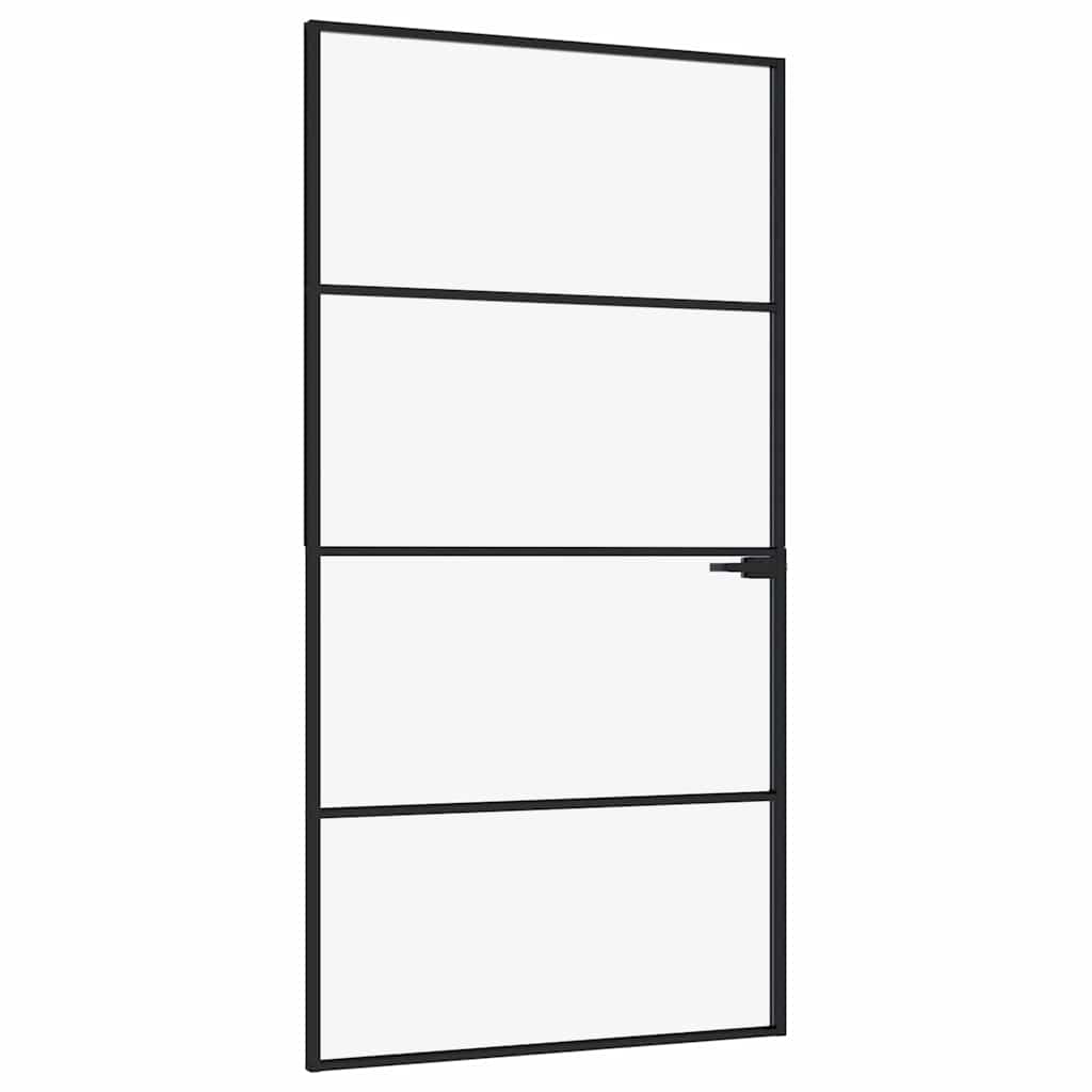 vidaXL Interior Door Black 102x201,5 cm Tempered Glass&Aluminium Slim 2