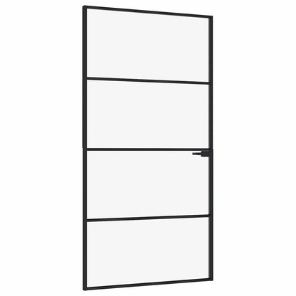 vidaXL Interior Door Black 102x201,5 cm Tempered Glass&Aluminium Slim 2