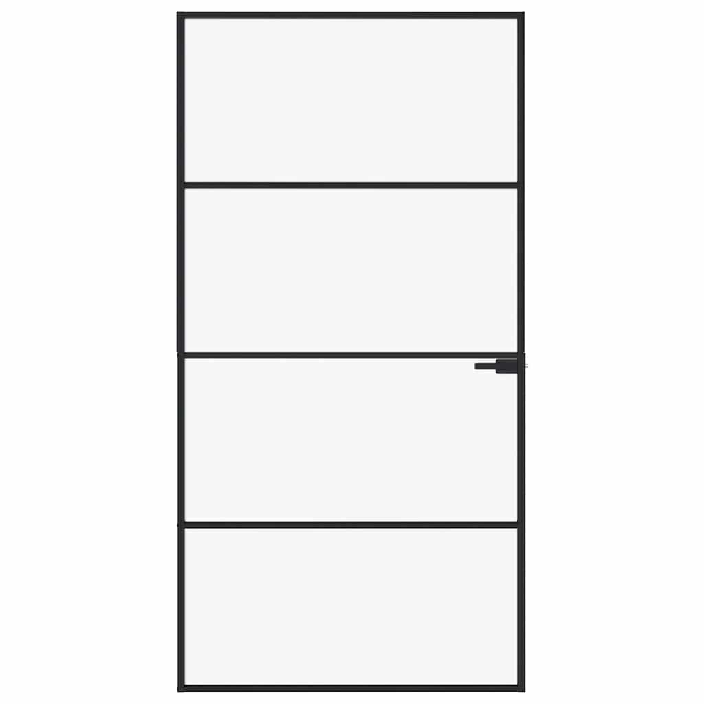 vidaXL Interior Door Black 102x201,5 cm Tempered Glass&Aluminium Slim 3