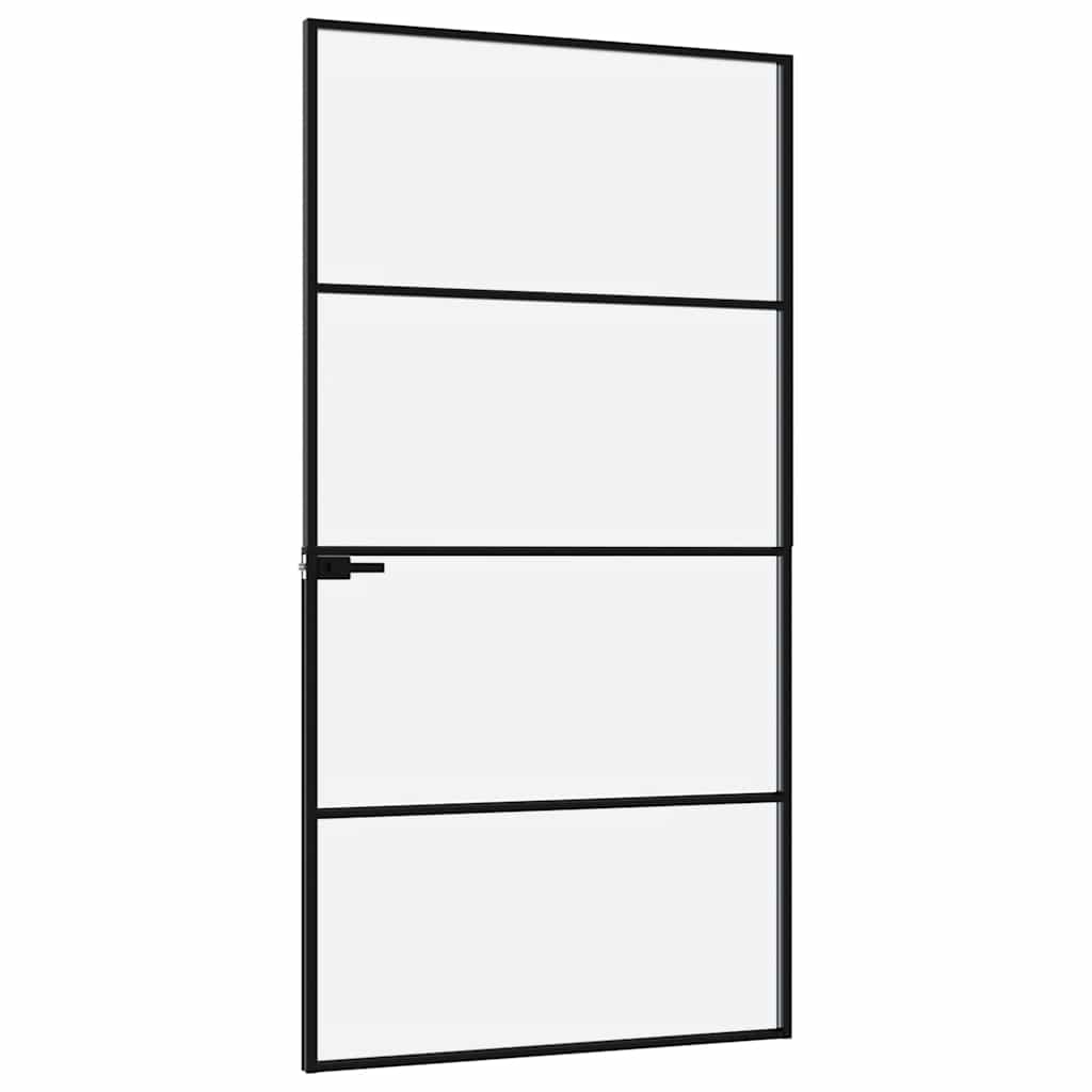 vidaXL Interior Door Black 102x201,5 cm Tempered Glass&Aluminium Slim 4