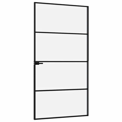vidaXL Interior Door Black 102x201,5 cm Tempered Glass&Aluminium Slim 4