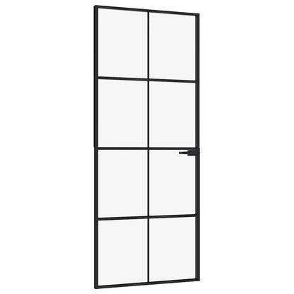 vidaXL Interior Door Black 83x201,5 cm Tempered Glass&Aluminium Slim 2