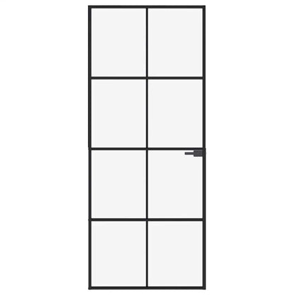 vidaXL Interior Door Black 83x201,5 cm Tempered Glass&Aluminium Slim 3