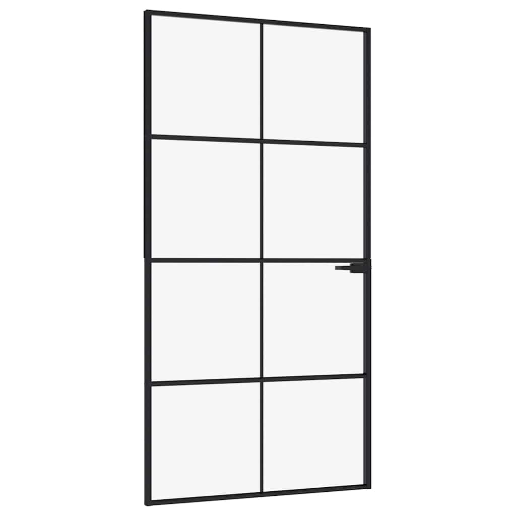 vidaXL Interior Door Black 102x201,5 cm Tempered Glass&Aluminium Slim 2