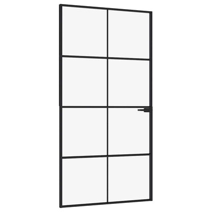 vidaXL Interior Door Black 102x201,5 cm Tempered Glass&Aluminium Slim 2