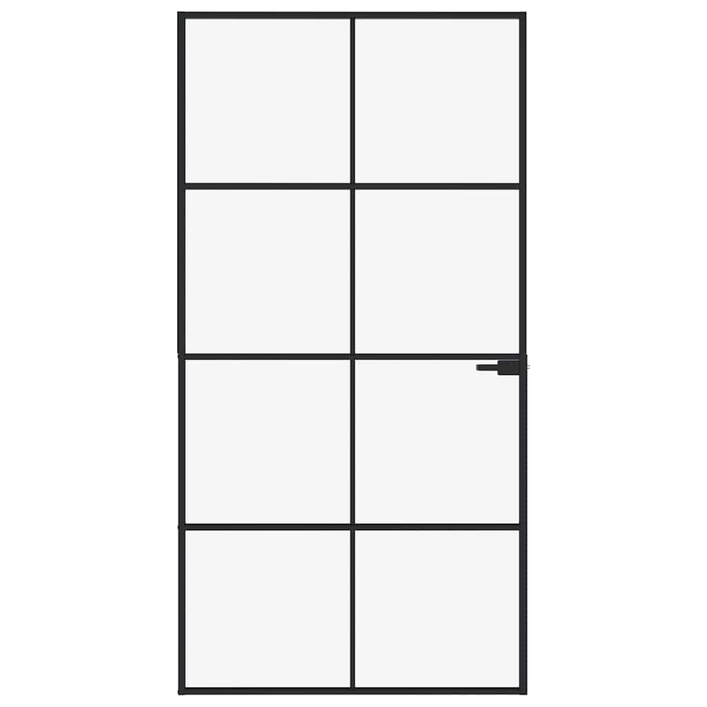 vidaXL Interior Door Black 102x201,5 cm Tempered Glass&Aluminium Slim 3