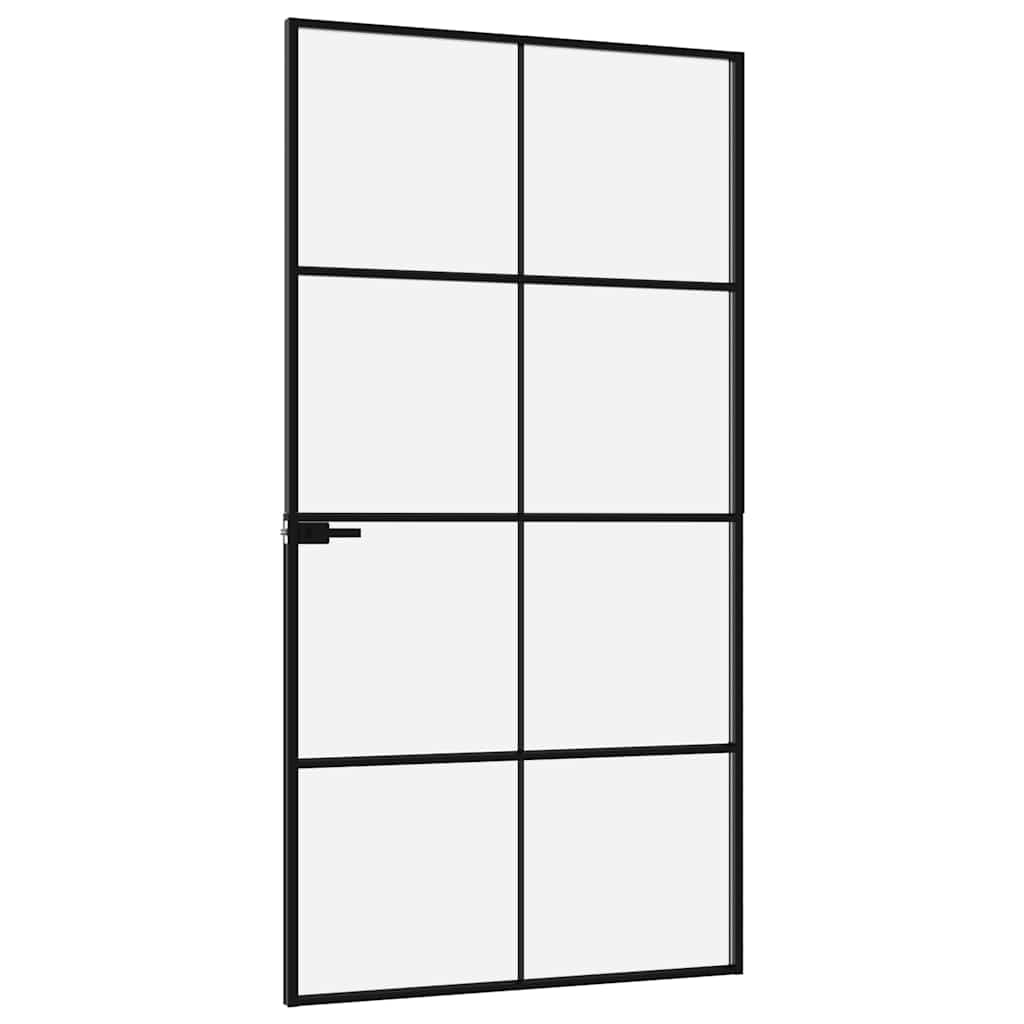 vidaXL Interior Door Black 102x201,5 cm Tempered Glass&Aluminium Slim 4